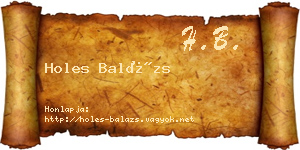 Holes Balázs névjegykártya